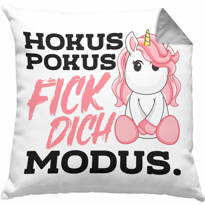 Lustige Ich Hasse Menschen Kissen mit Füllung 40x40 Mit Spruch Einhorn Geschenk Mama Freundin Kollegin Geschenkidee Arbeit Frauen (Grau) Grau Trendation