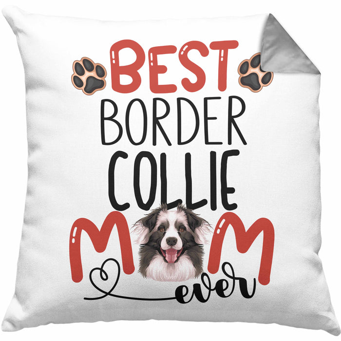 Border Collies Mom Besitzerin Kissen mit Füllung 40x40 Geschenk Lustiger Spruch Geschenkidee Besitzerin Border Collies Mama (Grau) Grau Trendation