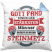 Steinmetz Kissen mit Füllung 40x40 Geschenk Spruch Geschenkidee Spruch (Grau) Blau Trendation
