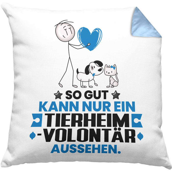 Tierheimvolontär Geschenk Kissen mit Füllung 40x40 So Gut Kann Nur Ein Tierheimvolontär Aussehen Geschenkidee (Grau) Blau Trendation