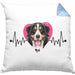 Berner Sennen Besitzer Kissen mit Füllung 40x40 Geschenk Lustiger Spruch Geschenkidee Herzschlag Berner Sennen (Grau) Blau Trendation
