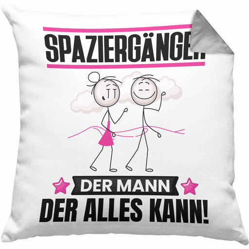 Spaziergänger Kissen mit Füllung 40x40 Geschenk für Spaziergänger Der Mann Der Alles Kann Geschenkidee zum Geburtstag (Grau) Grau Trendation
