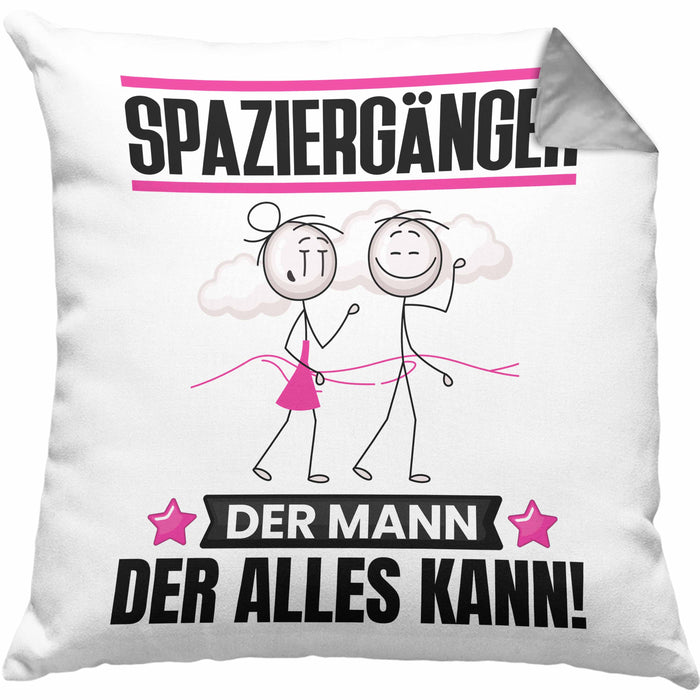 Spaziergänger Kissen mit Füllung 40x40 Geschenk für Spaziergänger Der Mann Der Alles Kann Geschenkidee zum Geburtstag (Grau) Grau Trendation