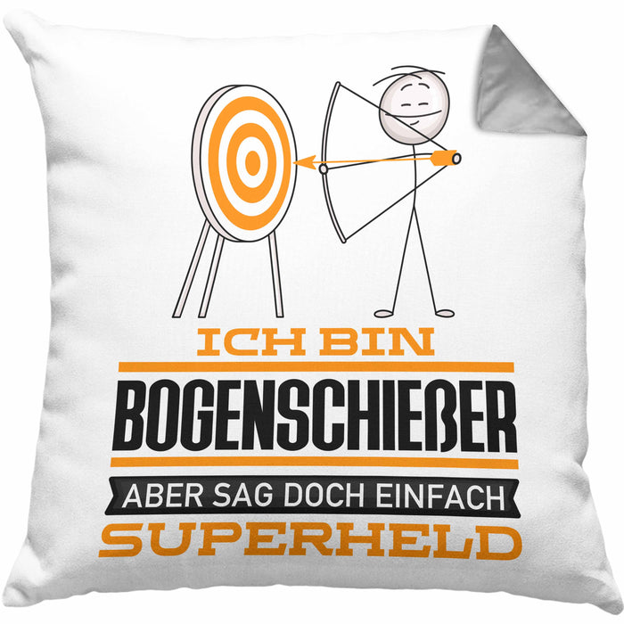 Bogenschießer Geschenk Kissen mit Füllung 40x40 Ich Bin Bogenschießer Aber Sag Doch Einfach Superheld Lustige Geschenkdiee für Bogenschießer (Grau) Grau Trendation