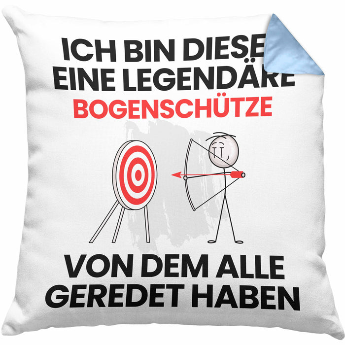 Bogenschütze Geschenk Kissen mit Füllung 40x40 Lustige Geschenkidee Geburtstag für Bogenschütze Ich Bin Dieser Legendäre Bogenschütze Von Dem Alle Geredet Haben (Grau) Blau Trendation