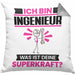 Ingenieur Kissen mit Füllung 40x40 Geschenk für Ingenieur Geburtstag Lustiger Spruch Was Ist Deine Superkraft (Grau) Grau Trendation