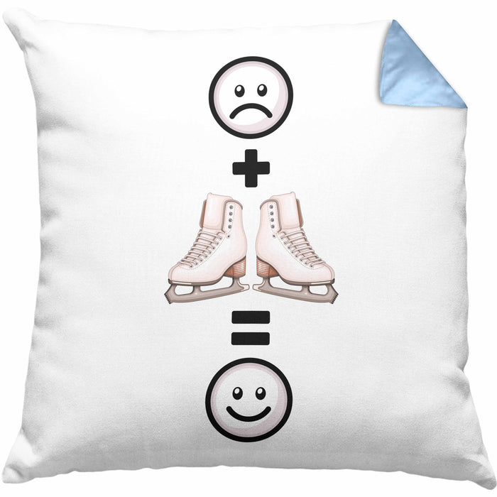 Eiskunstlauf Kissen mit Füllung 40x40 Geschenk für Eiskunstläuferin :( + Eiskunstlauf = :) Lustige Geschenkidee Geburtstag (Grau) Blau Trendation