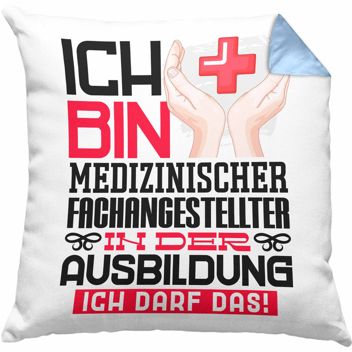 Medizinischer Fachangestellter Ausbildung Kissen mit Füllung 40x40 Geschenk Ich Bin Medizinischer Fachangestellter In Der Ausbildung Ich Darf Das Geschenkidee Spruch (Grau) Blau Trendation