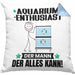 Aquarium-Enthusiast Kissen mit Füllung 40x40 Geschenk für Aquarium-Enthusiast Der Mann Der Alles Kann Geschenkidee zum Geburtstag (Grau) Blau Trendation