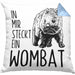 Wombat Kissen mit Füllung 40x40 Geschenk für Wombat Liebhaber In Mir Steckt Ein Wombat (Grau) Blau Trendation