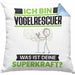 Vogelrescuer Kissen mit Füllung 40x40 Geschenk für Vogelrescuer Geburtstag Lustiger Spruch Was Ist Deine Superkraft (Grau) Blau Trendation