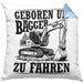Baggerfahrer Kissen mit Füllung 40x40 Geschenk Baggerfahrender Geboren Um Bagger Zu Fahren Geschenkidee Baustelle (Grau) Blau Trendation