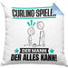 Curling-Spieler Kissen mit Füllung 40x40 Geschenk für Curling-Spieler Der Mann Der Alles Kann Geschenkidee zum Geburtstag (Grau) Blau Trendation