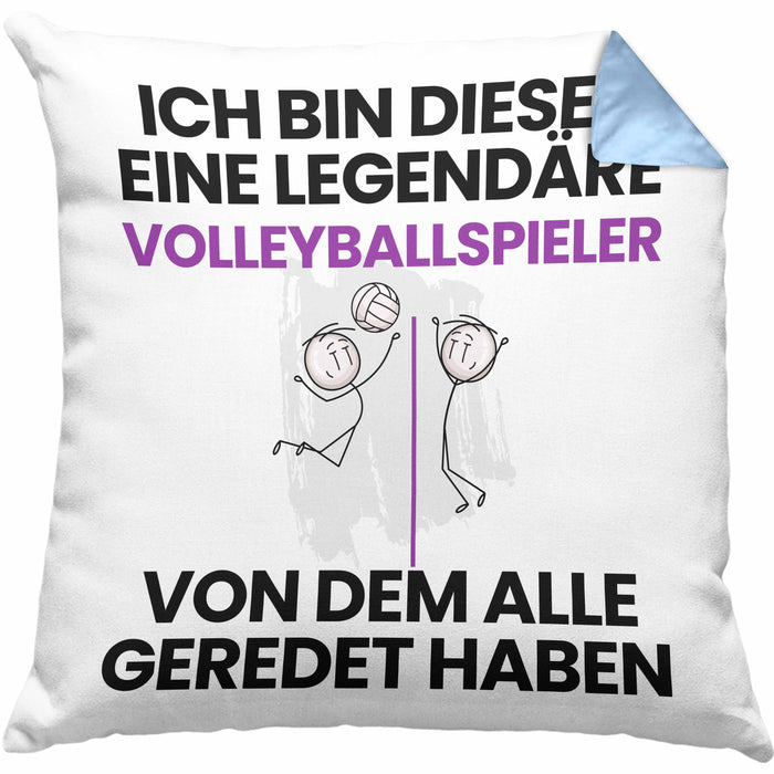 Volleyballspieler Geschenk Kissen mit Füllung 40x40 Lustige Geschenkidee Geburtstag für Volleyballspieler Ich Bin Dieser Legendäre Volleyballspieler Von Dem Alle Geredet Haben (Grau) Blau Trendation