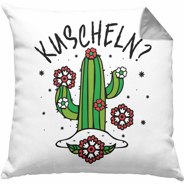 Kaktus Kissen mit Füllung 40x40 Geschenk Kuscheln Sarkasmus Humor Geschenkidee Kaktus-Liebhaber Frauen (Grau) Grau Trendation