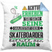 Skateboarder Geschenk Kissen mit Füllung 40x40 Lustiger Spruch Erheben Sie Sich Der Skateboarder Betritt den Raum (Grau) Blau Trendation