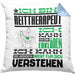 Reittherapeut Geschenk Kaffee-Kissen mit Füllung 40x40 Geschenkidee für Reittherapeut Ich Bin Reittherapeut Ich Kann Es Dir Erklären Jedoch Nicht Für Dich Verstehen Spruch Lustig (Grau) Blau Trendation