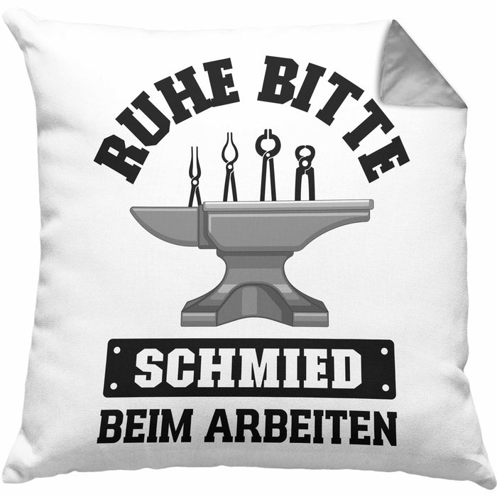 Schmied Geschenke Kissen mit Füllung 40x40 mit Spruch Hufschmied Geschenkidee (Grau) Grau Trendation