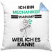 Mechaniker Geschenk Kissen mit Füllung 40x40 Lustiger Spruch Ich Bin Mechaniker Warum Weil Ich Es Kann Geschenkidee Bester Mechaniker Geburtstag (Grau) Blau Trendation