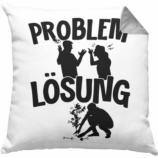 Gärtner Kissen mit Füllung 40x40 Geschenk für Hobbygärtner Landschaftsgärtner Männer Geschenkidee Problem und Lösung Gartenarbeit (Grau) Grau Trendation