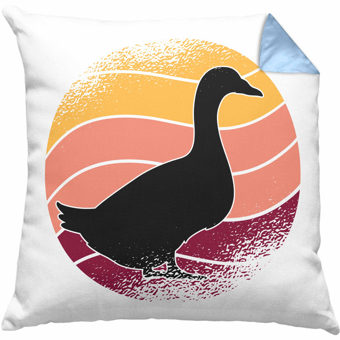 Ente Geschenk Vintage Kissen mit Füllung 40x40 Geschenk Retro Bauernhof Enten (Grau) Blau Trendation