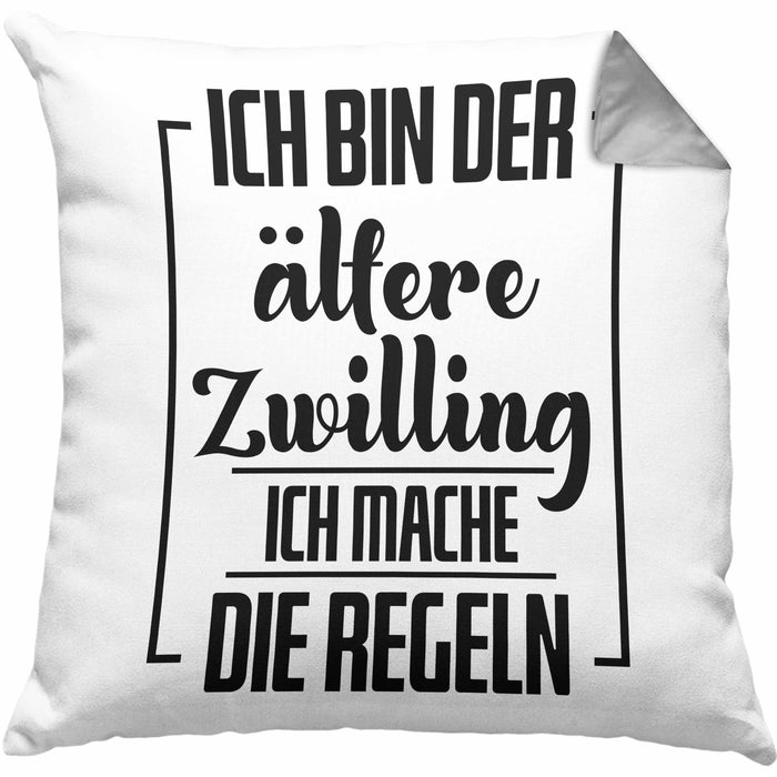 Lustige Kissen mit Füllung 40x40 für ältere Zwillinge Lustiges Geschenk mit Spruch (Grau) Grau Trendation