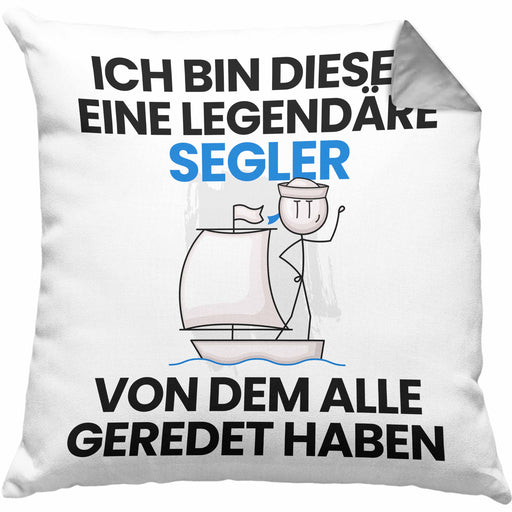 Segler Geschenk Kissen mit Füllung 40x40 Lustige Geschenkidee Geburtstag für Segler Ich Bin Dieser Legendäre Segler Von Dem Alle Geredet Haben (Grau) Grau Trendation