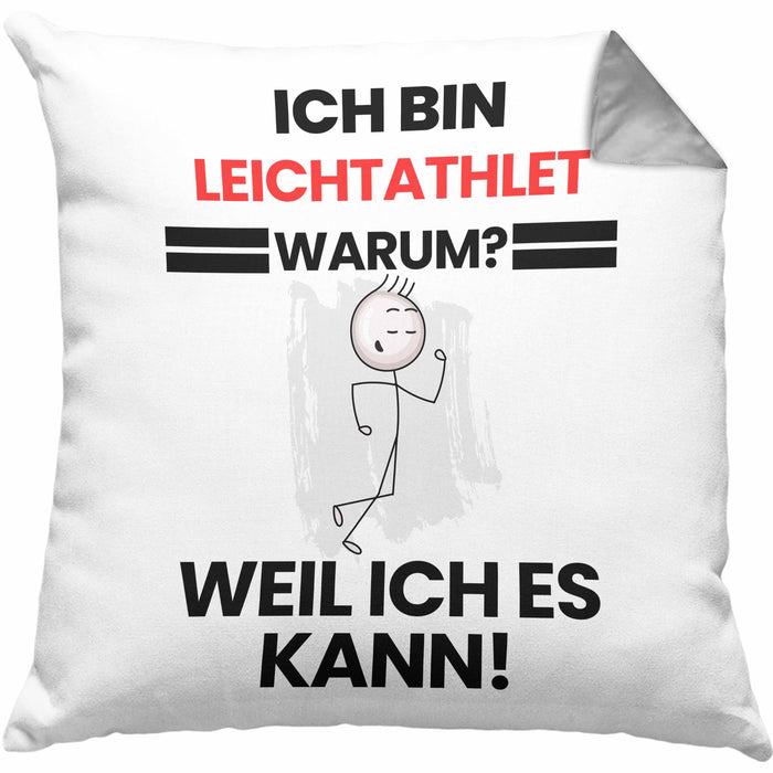 Leichtathlet Geschenk Kissen mit Füllung 40x40 Lustiger Spruch Ich Bin Leichtathlet Warum Weil Ich Es Kann Geschenkidee Bester Leichtathlet Geburtstag (Grau) Grau Trendation