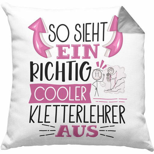 So Sieht Ein Richtig Cooler Kletterlehrer Aus Kissen mit Füllung 40x40 Geschenk für Kletterlehrer Geburtstag Geschenkdiee (Grau) Grau Trendation