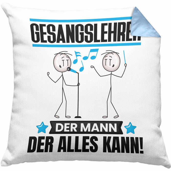 Gesangslehrer Kissen mit Füllung 40x40 Geschenk für Gesangslehrer Der Mann Der Alles Kann Geschenkidee zum Geburtstag (Grau) Blau Trendation