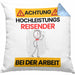 Reisender Kissen mit Füllung 40x40 Geschenk Lustiger Spruch Geschenkidee für Reisender Achtung Hochleistungs Reisender Bei Der Arbeit (Grau) Blau Trendation