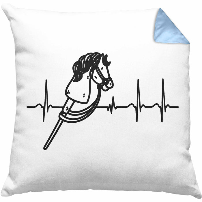 Hobbyhorse Mädchen Kissen mit Füllung 40x40 Geschenk Hobby Horse Pferde Grafik Herzschlag (Grau) Blau Trendation