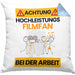 Filmfan Kissen mit Füllung 40x40 Geschenk Lustiger Spruch Geschenkidee für Filmfan Achtung Hochleistungs Filmfan Bei Der Arbeit (Grau) Blau Trendation