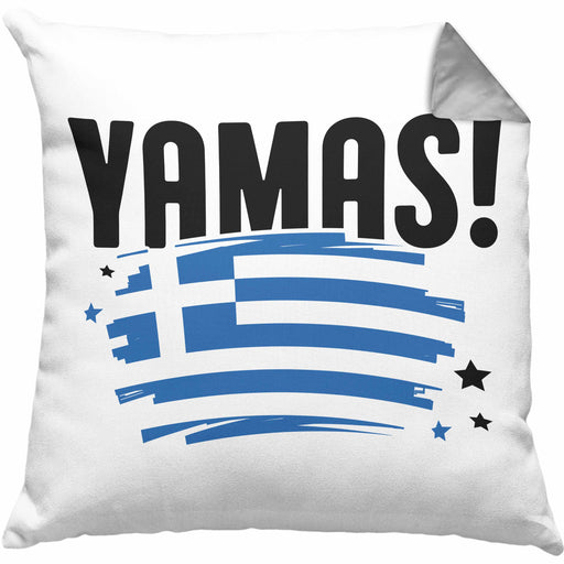 Griechenland Kissen mit Füllung 40x40 Yamas Ouzo Griechenland Trink Spruch Sprüche für Grieche (Grau) Grau Trendation