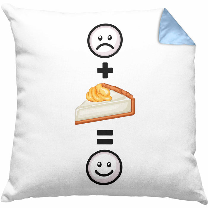 Kuchen Kissen mit Füllung 40x40 Geschenk für Kuchen-Liebhaber Lustige Geschenkidee :( + Kuchen = :) Geburtstag (Grau) Blau Trendation