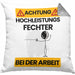 Fechter Kissen mit Füllung 40x40 Geschenk Lustiger Spruch Geschenkidee für Fechter Achtung Hochleistungs Fechter Bei Der Arbeit (Grau) Grau Trendation