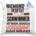 Schwimmer Geschenk Kissen mit Füllung 40x40 Lustige Geschenkidee für Schwimmer Geburtstag Niemand Ist Perfekt Aber Als Schwimmer Ist Man Nah Dran (Grau) Blau Trendation