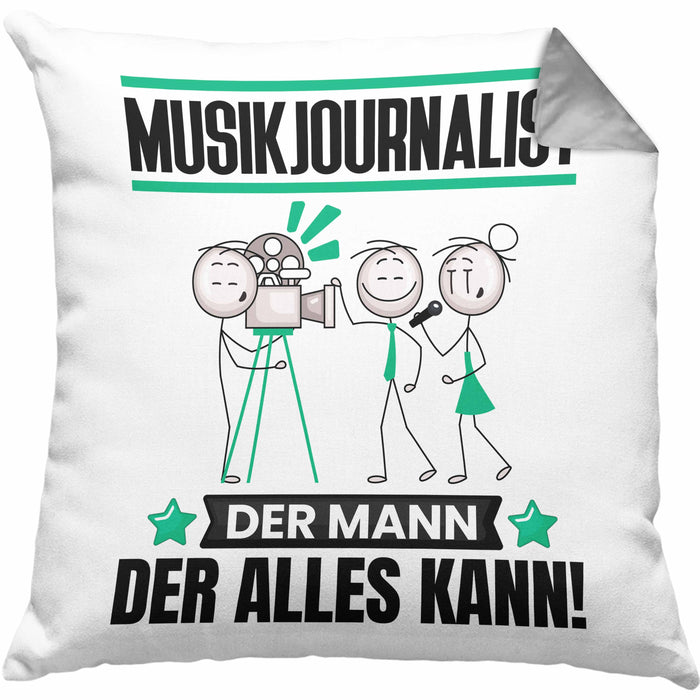 Musikjournalist Kissen mit Füllung 40x40 Geschenk für Musikjournalist Der Mann Der Alles Kann Geschenkidee zum Geburtstag (Grau) Grau Trendation