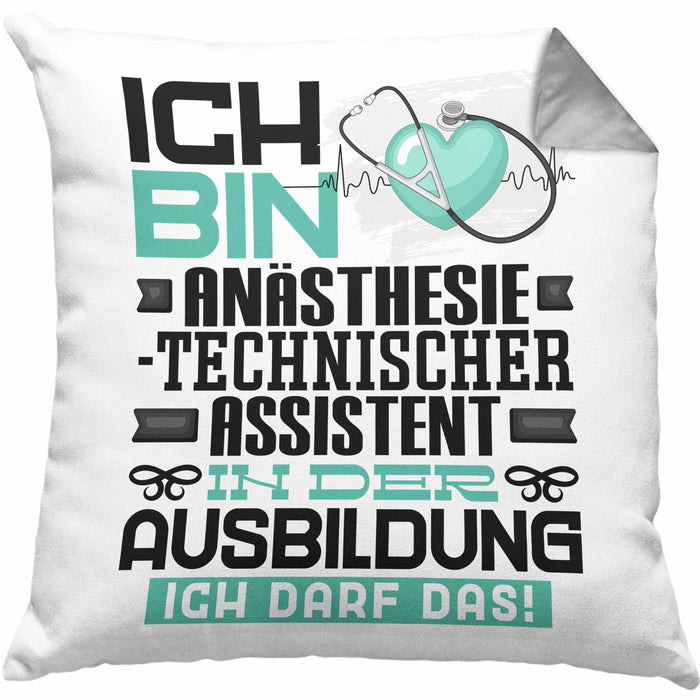 Anästhesietechnischer Assistent Ausbildung Kissen mit Füllung 40x40 Geschenk Ich Bin Anästhesietechnischer Assistent In Der Ausbildung Ich Darf Das Geschenkidee Spruch (Grau) Grau Trendation