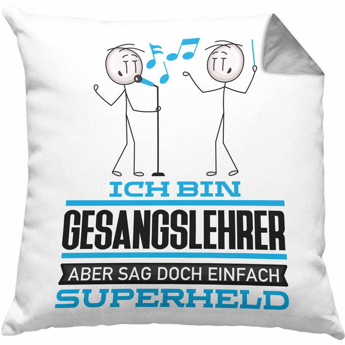 Gesangslehrer Geschenk Kissen mit Füllung 40x40 Ich Bin Gesangslehrer Aber Sag Doch Einfach Superheld Lustige Geschenkdiee für Gesangslehrer (Grau) Grau Trendation