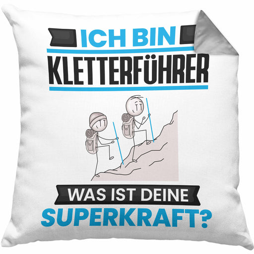 Kletterführer Kissen mit Füllung 40x40 Geschenk für Kletterführer Geburtstag Lustiger Spruch Was Ist Deine Superkraft (Grau) Grau Trendation