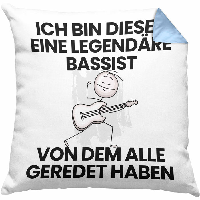 Bassist Geschenk Kissen mit Füllung 40x40 Lustige Geschenkidee Geburtstag für Bassist Ich Bin Dieser Legendäre Bassist Von Dem Alle Geredet Haben (Grau) Blau Trendation