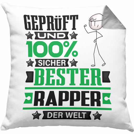 Rapper Geschenk Lustiger Spruch für Rapper Geschenkidee Bester Rapper Der WeltKissen mit Füllung 40x40 (Grau) Grau Trendation