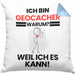 Geocacher Geschenk Kissen mit Füllung 40x40 Lustiger Spruch Ich Bin Geocacher Warum Weil Ich Es Kann Geschenkidee Bester Geocacher Geburtstag (Grau) Blau Trendation