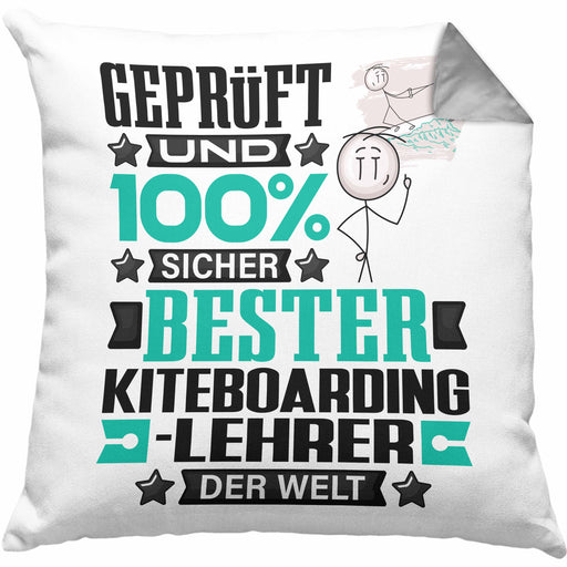 Kiteboarding-Lehrer Geschenk Lustiger Spruch für Kiteboarding-Lehrer Geschenkidee Bester Kiteboarding-Lehrer Der WeltKissen mit Füllung 40x40 (Grau) Grau Trendation