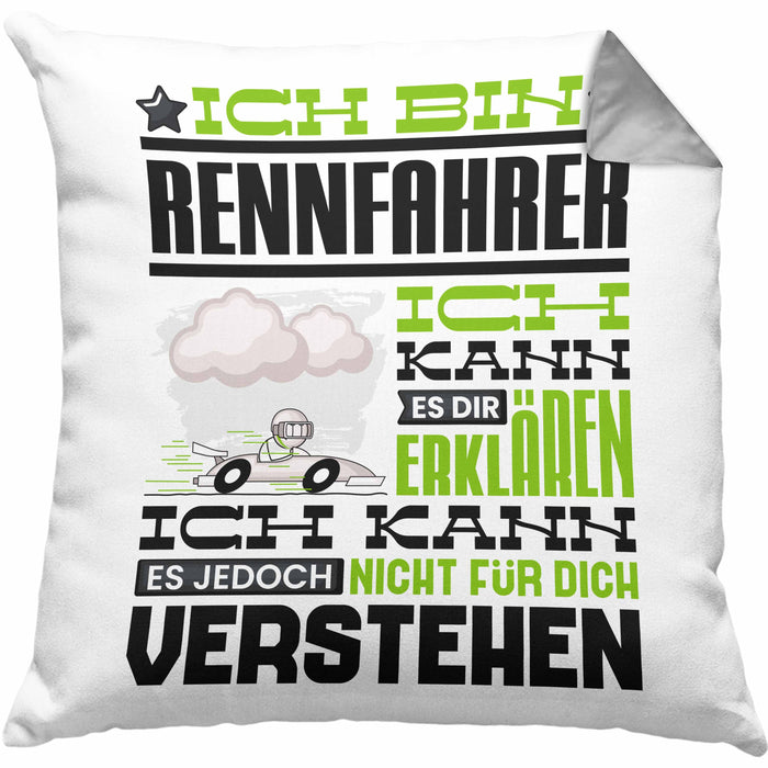 Rennfahrer Geschenk Kaffee-Kissen mit Füllung 40x40 Geschenkidee für Rennfahrer Ich Bin Rennfahrer Ich Kann Es Dir Erklären Jedoch Nicht Für Dich Verstehen Spruch Lustig (Grau) Grau Trendation