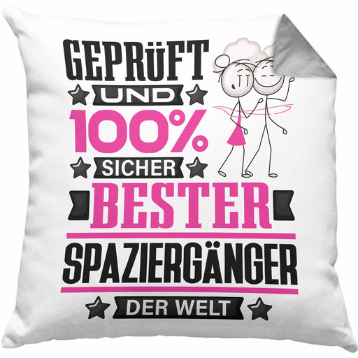 Spaziergänger Geschenk Lustiger Spruch für Spaziergänger Geschenkidee Bester Spaziergänger Der WeltKissen mit Füllung 40x40 (Grau) Grau Trendation