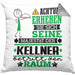 Kellner Geschenk Kissen mit Füllung 40x40 Lustiger Spruch Erheben Sie Sich Der Kellner Betritt den Raum (Grau) Grau Trendation
