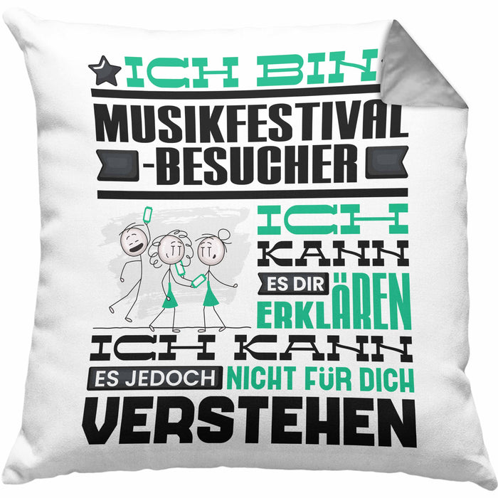 Musikfestival-Besucher Geschenk Kissen mit Füllung 40x40 Lustige Geschenkdiee für einen Musikfestival-Besucher Geburtstag Ich Bin Musikfestival-Besucher Ich Kann Es Dir Erklären Aber Nicht Für Dich Verstehen (Grau) Grau Trendation