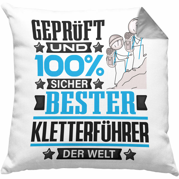 Kletterführer Geschenk Lustiger Spruch für Kletterführer Geschenkidee Bester Kletterführer Der WeltKissen mit Füllung 40x40 (Grau) Grau Trendation